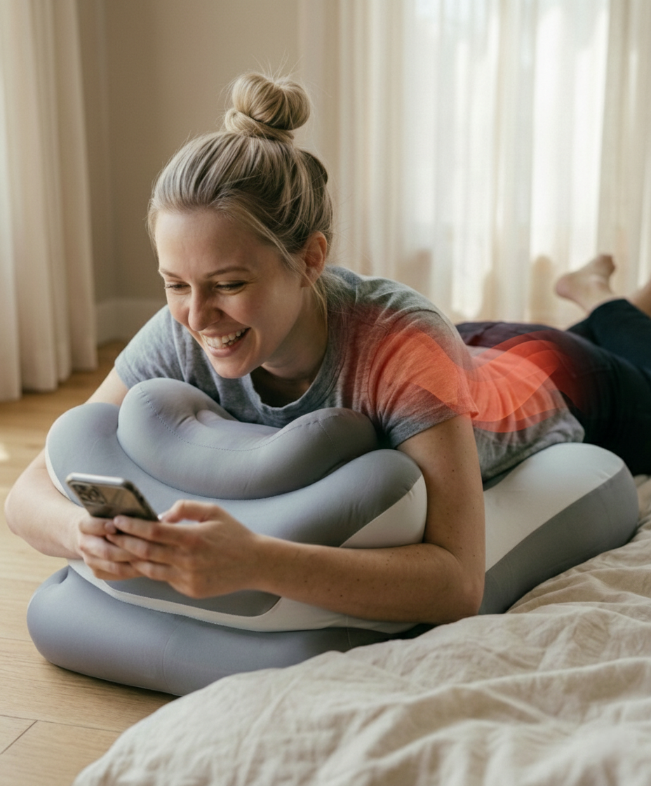 Orthopedic Memory Foam Reading Pillow – Dual-Zone Neck & Lower Back Support Cushion